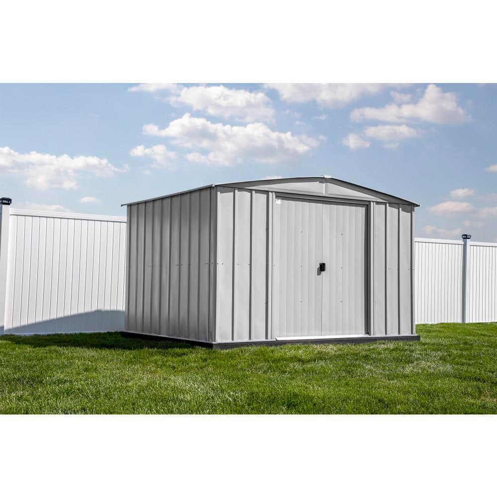 10 ft. x 8 ft. Flute Grey Galvanized Steel Storage Shed