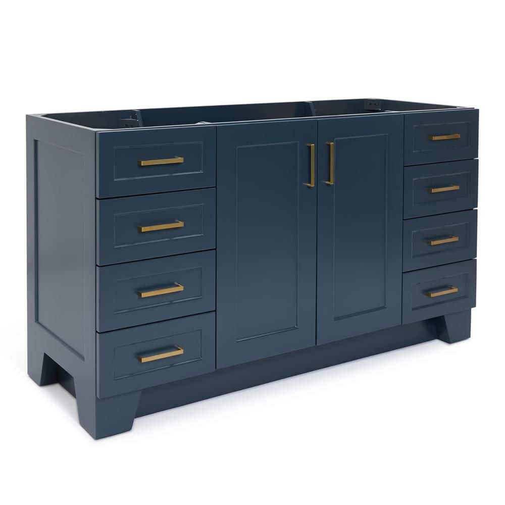 Taylor Midnight Blue Painted Freestanding Bathroom Vanity with Brass Hardware