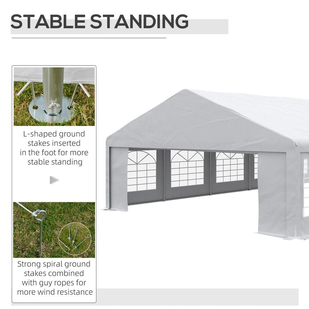 Large White Steel Frame Outdoor Party Tent with Removable Sidewalls