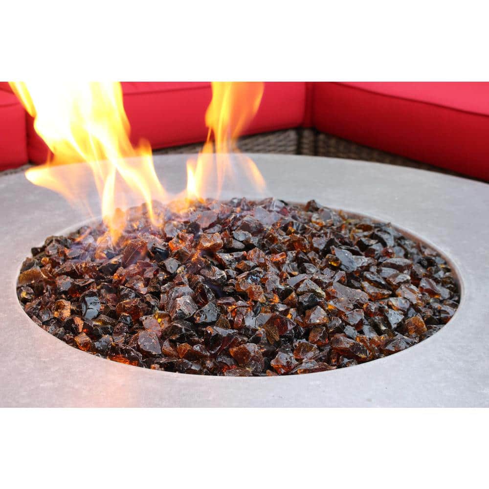 Medium Amber Recycled Broken Fire Glass, 25 lb