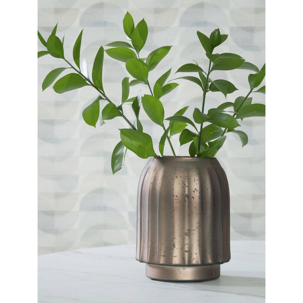 Matte Brown Fluted Mercury Glass Table Vase