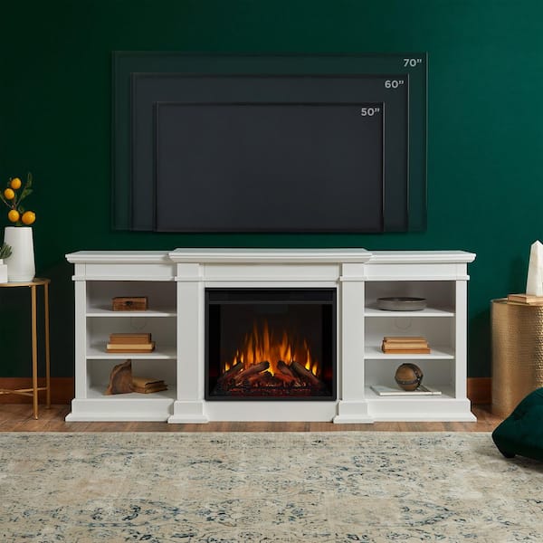 フレンジー　クイーン　白箱あり Real Flame Fresno 72 in. Media Console Electric Fireplace in White