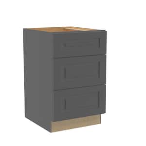 Grayson Deep Onyx Painted Plywood Shaker Assembled Base Drawer Kitchen Cabinet 21 W in. 24 D in. 34.5 in. H