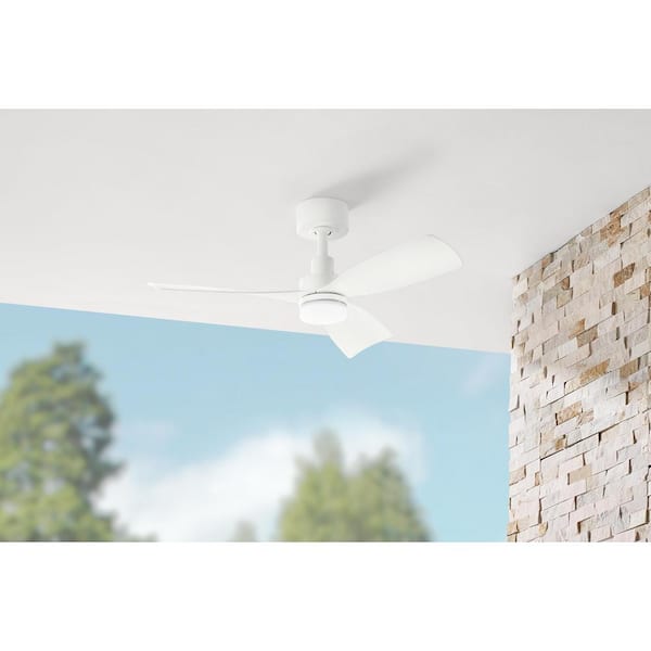 Marlston 36 in. Indoor/Outdoor Matte White with White Blades Ceiling Fan with Adjustable White LED with Remote Included