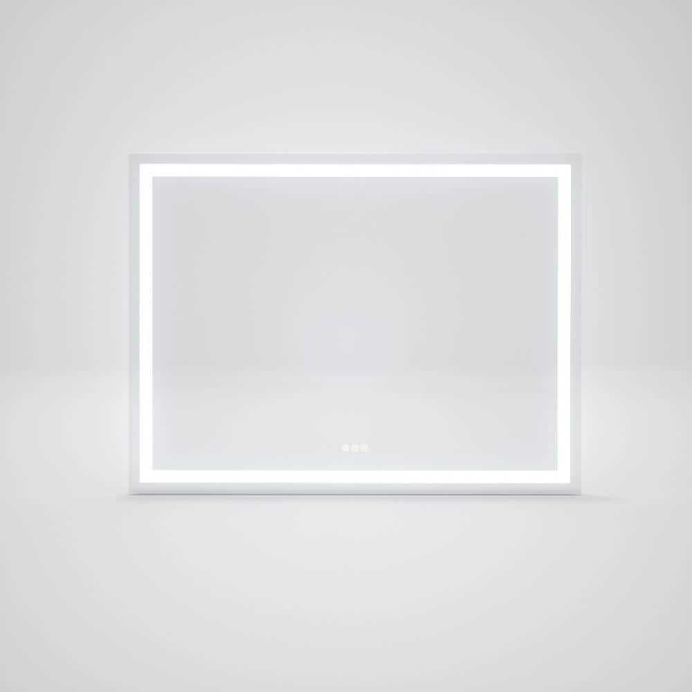Ziva 48 in. H x 36 in. W Rectangular Frameless LED Wall Bathroom Vanity Mirror with Sleek Silver Finish price history on PriceWatchPro