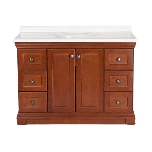 St. Paul Brentwood 48 in. Vanity in Amber with 49 in. Cultured Marble Vanity Top in White