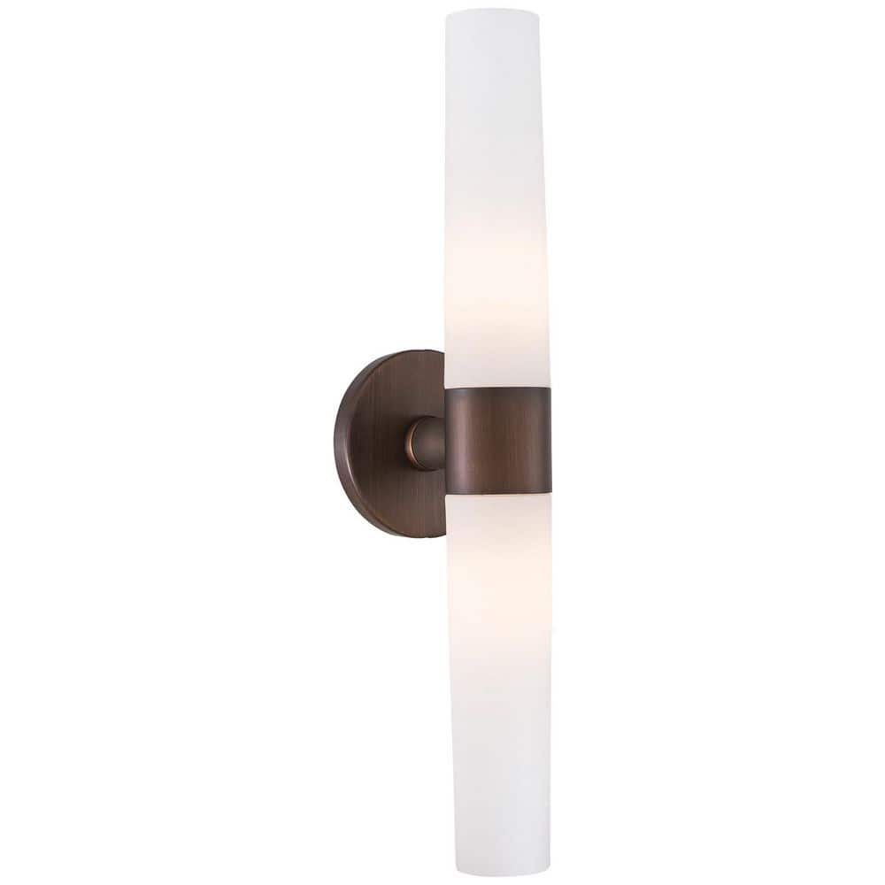20'' Painted Copper Bronze Patina Cylinder Vanity Light