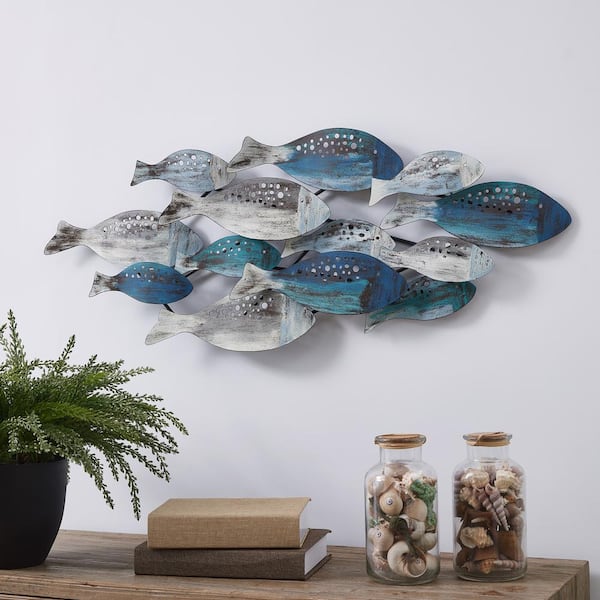 Danya B. FHB6563 School of Fish Modern Metal Wall Art - Perfect for Coastal, or