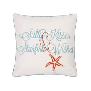 Salty Kisses 18 in. x 18 in. Seafoam/Coral Standard Pillow
