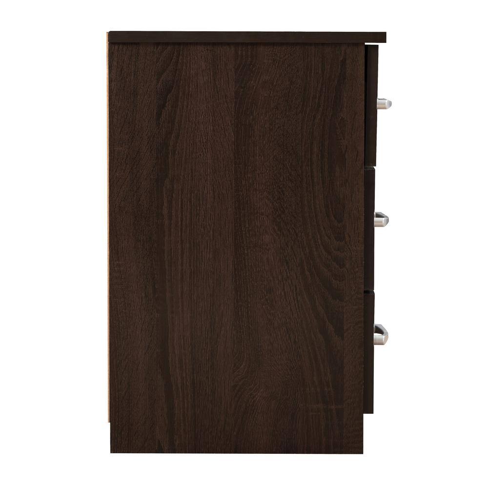 Boston 3-Drawer Wenge Compact Nightstand