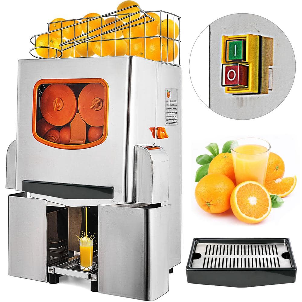 VEVOR Commercial Juicer Machine 120 Watt 304 Tank Stainless Cover Electric Citrus Juicer Squeezer with Pull-Out Filter Box, Silver