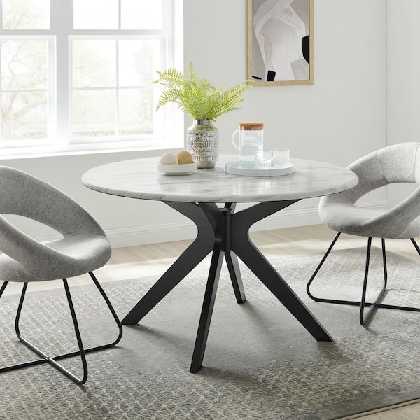 Picket house liam white marble deals natural rubberwood round dining table