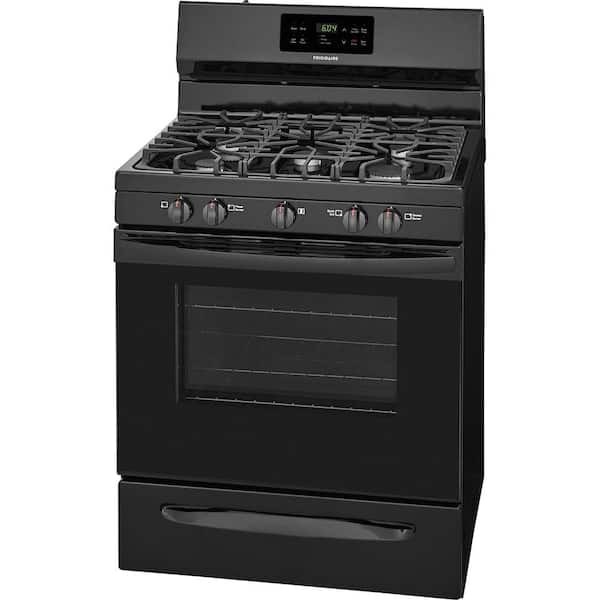 Frigidaire 30 In 5 0 Cu Ft Gas Range With Self Cleaning Oven In Black Ffgf3054tb The Home Depot