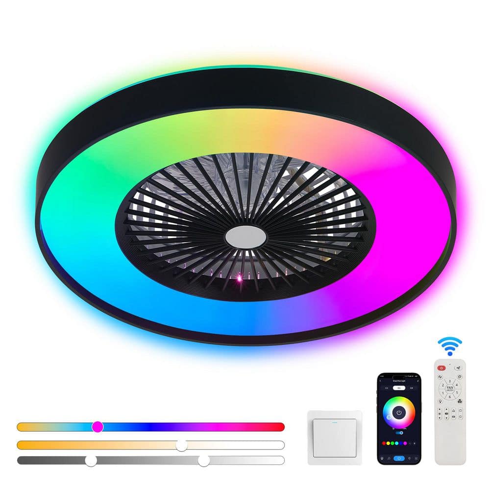 "23"" Smart Flush Mount RGB Ceiling Fan Light with APP & Remote, Dimmable Color-Changing LED,Silent Reversible DC Motor" price history on PriceWatchPro