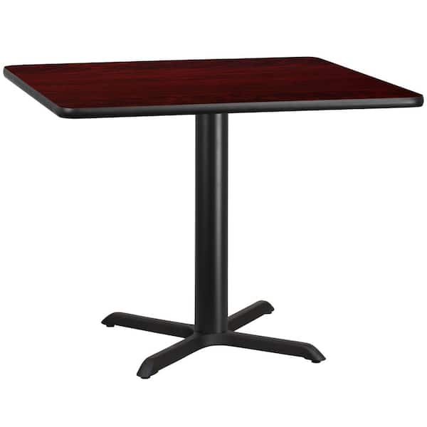 Flash Furniture 42 in. Square Mahogany Laminate Table Top with 33 in. x 33 in. Table Height Base