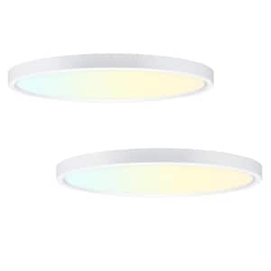 24 in. White Integrated LED Flush Mount Light Super Narrow Frame Slim LED Ceiling Light with 5 CCT Selectable (2-Pack)
