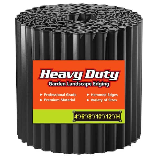 6 in. Black Metal Corrugated Garden Edging 40 ft. for Lawn, Flower Bed, Fence