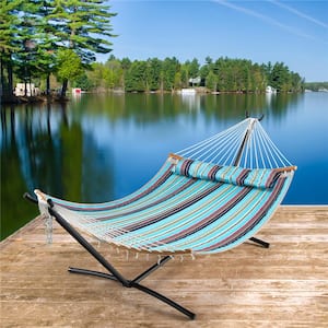 3.3 ft. Metal 2-Person Hammock Stand in Black Heavy-Duty Frame Storage bag Included 450 lbs. Capacity