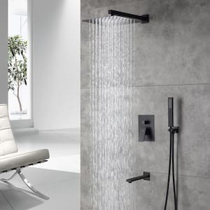 1-Spray Patterns with 2.5 GPM 10 in. Tub Wall Mount Dual Shower Heads in Spot Resist Matte Black