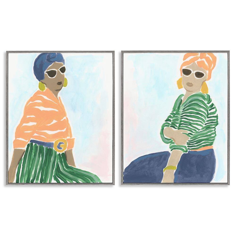 Trendy Summer Style Women by June Erica Vess 2 Pieces Gray Framed People Giclee Art Print 14 in. x 11 in. price history on PriceWatchPro