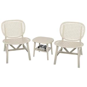 3-Piece Polypropylene Outdoor Patio Bistro Set Dining Chair and Oval Table Set