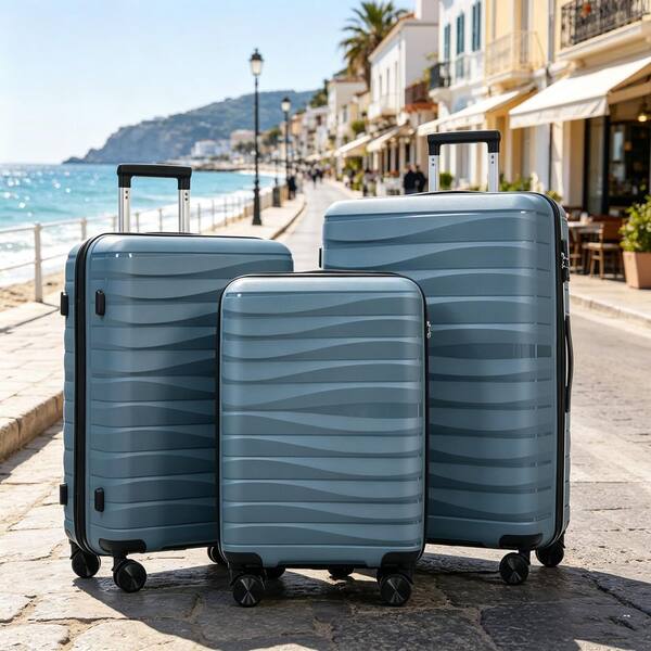 TOCCA MOONLIGHT ドレス サックスブルー系 Merax 3-Piece Gray Blue PP Hardshell Spinner Luggage Set with