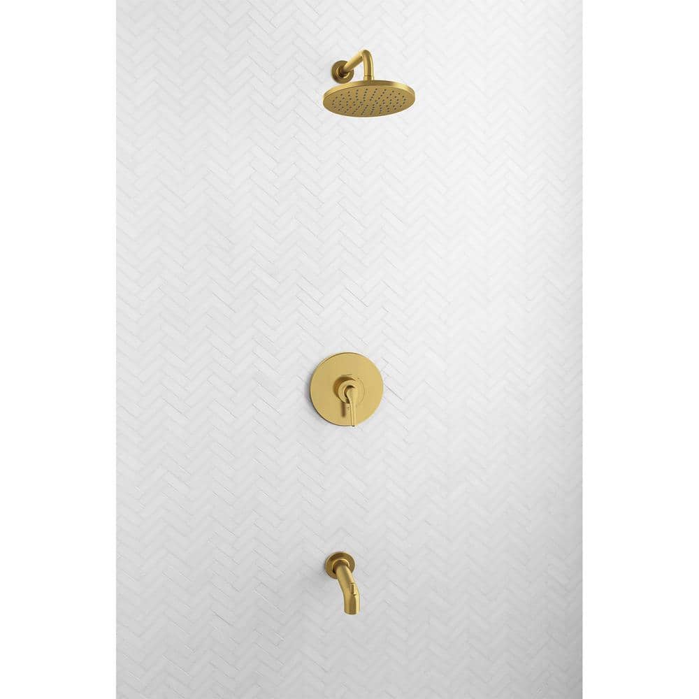 Brushed Gold 8-Inch Round Rain Shower Head