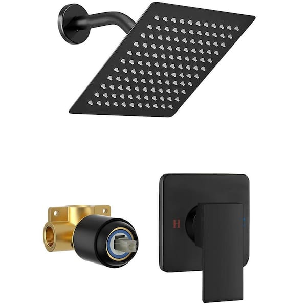 Single Handle 1-Spray Shower Faucet 1.6 GPM with Fixed Shower Head in. Matte Black