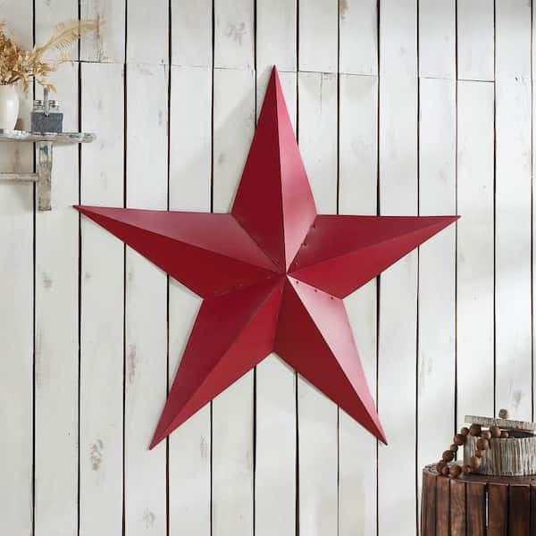 1-Piece 48 in. x 48 in. Speckled Red Distressed Metal Star Wall Decor