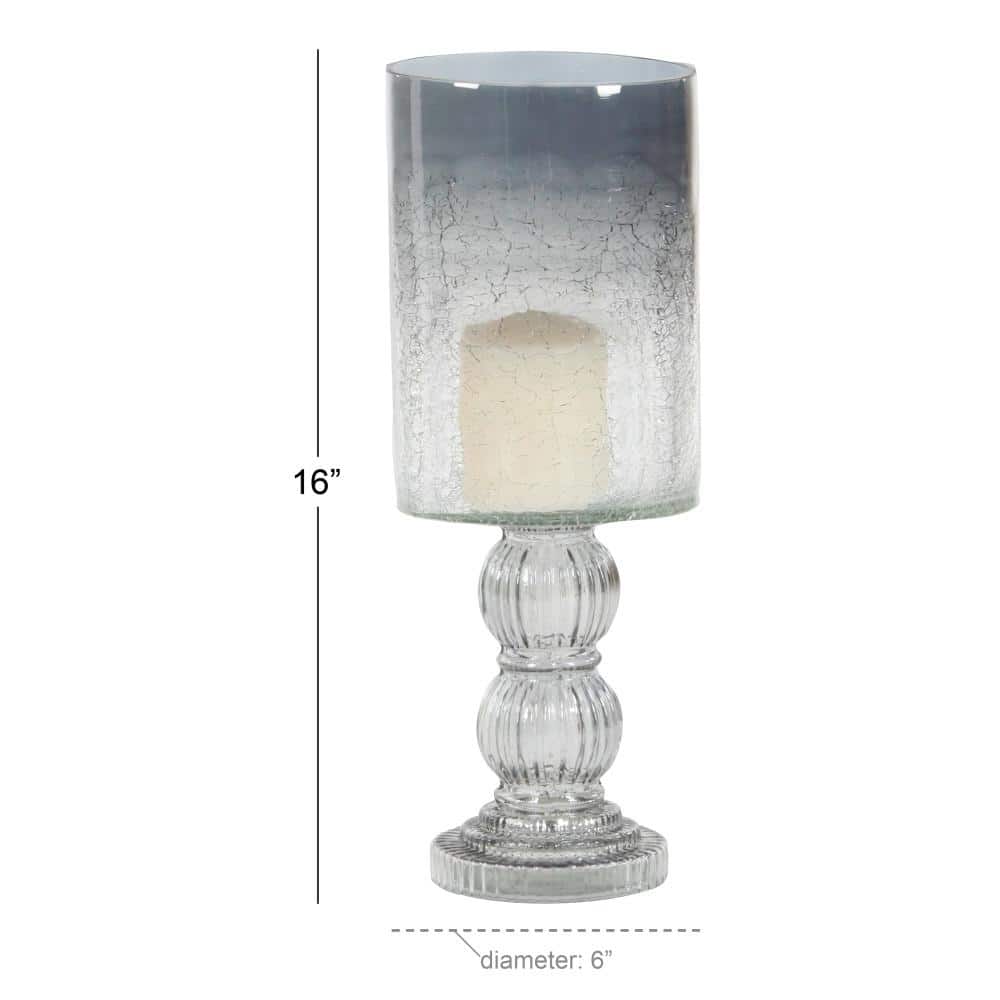 Elegant 16" Black and Smoky Gray Glass Hurricane Candle Lantern
