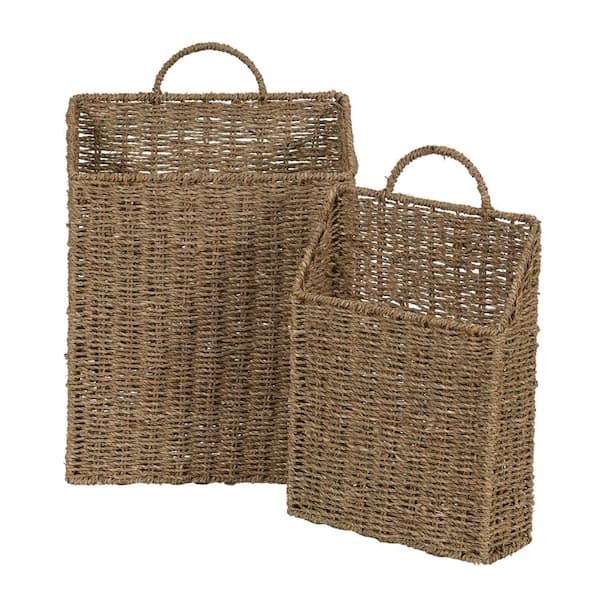 Hanging Natural Woven Seagrass Flat Baskets Wicker Wall Basket Decor (Set  of 3) CY8LD9XJMF - The Home Depot