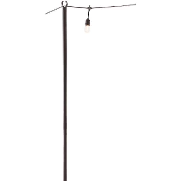 Hampton Bay 9.8 ft. String Light Pole in Black, 1-Pack