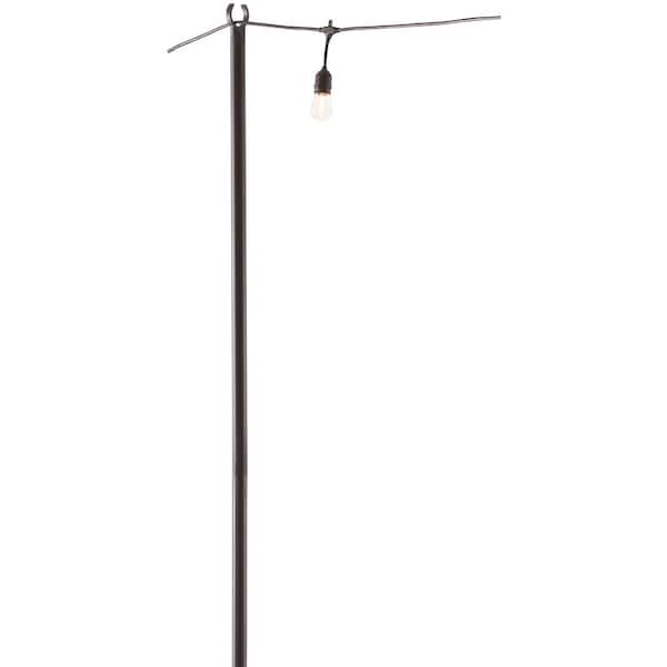 9.8 ft. String Light Pole in Black 1 Pack
