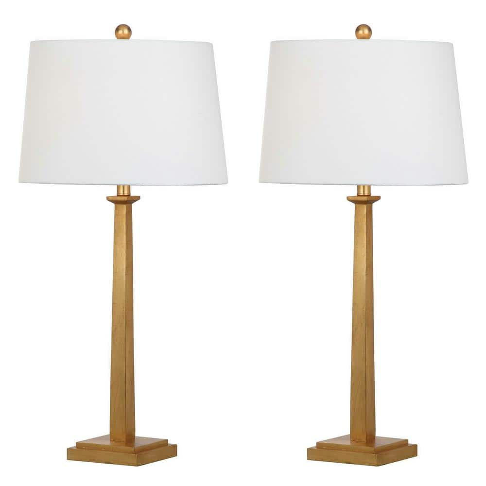 SAFAVIEH Andino 31.5 in. Gold Table Lamp with Off-White Shade (Set