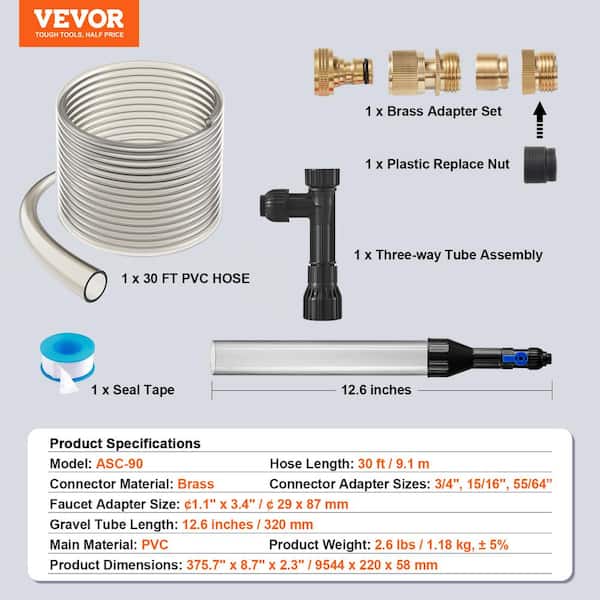 Fish Tank Siphon Vacuum Cleaner Quick Water Changer Safe Aquarium