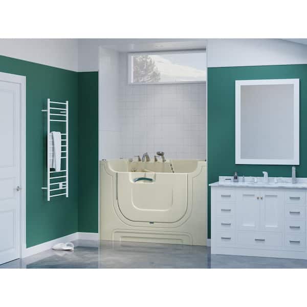 Universal Collection 30 in. L x 60 in. W Left Side Drain Combination Jetted Bathtub in Biscuit with Powered Fast Drain