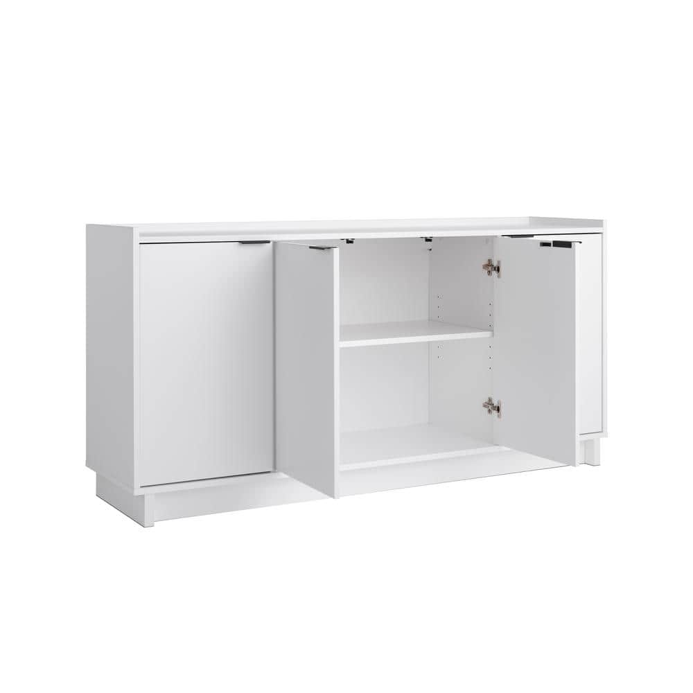 White Modern 60" Wood Sideboard with Storage