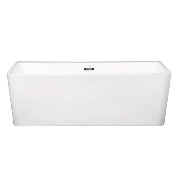 Unbranded Dechane 62.99 in. Acrylic Center Drain Rectangular Alcove Bathtub in White