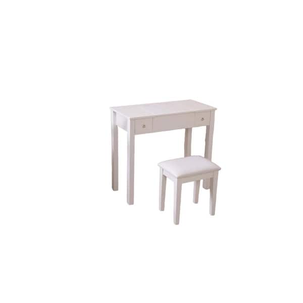 Aoibox 29.3x15.8x31.5 White Wooden Vanity Table Makeup Desk with Flip-top Mirror Writing desk