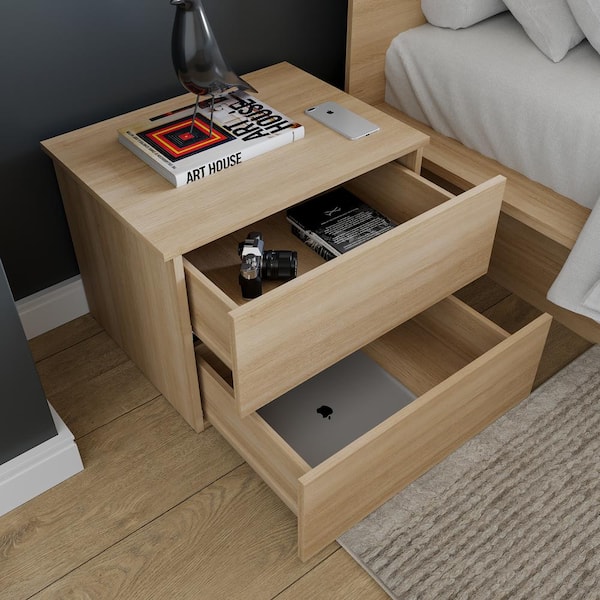 Nexera James Natural Blonde Oak 2-Drawer Nightstand 341183 - The