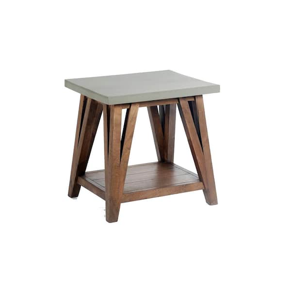 Alaterre Furniture Brookside 22 in. W Wood with Cement-Coating End Table