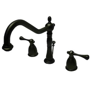 English Vintage 2-Handle 8 in. Widespread Bathroom Faucets with Brass Pop-Up in Oil Rubbed Bronze