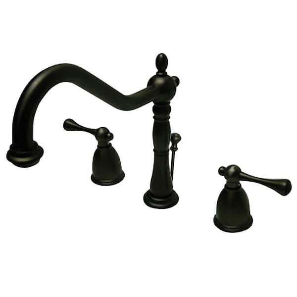 Kingston Brass English Vintage 2-Handle 8 in. Widespread Bathroom Faucets with Brass Pop-Up in Oil Rubbed Bronze