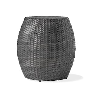 Canary Grey Round Faux Rattan Outdoor Patio Side Table