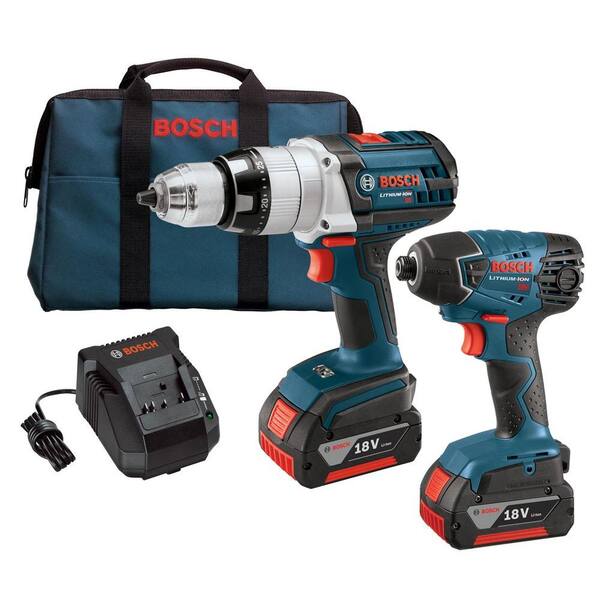 Bosch 18-Volt Lithium-Ion Cordless Combo Kit (2-Tool) with Hammer Drill/Driver and Impact Driver (2) 4.0Ah Battery and Charger