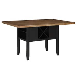 62 in. Brown and Black Wood Top 4 Legs Counter Height Dining Table (Seat of 6)
