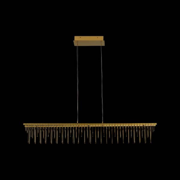 Lucerna 33.6-Watt 1 Light Stainless Steel Gold Integrated LED Linear Pendant Light with No Shade
