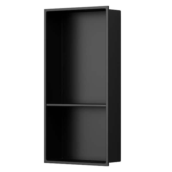 BWE 13 in. W x 19 in. H x 4 in. D Stainless Steel Shower Niche Recessed Niche Shower for Bathroom Storage in Matte Black