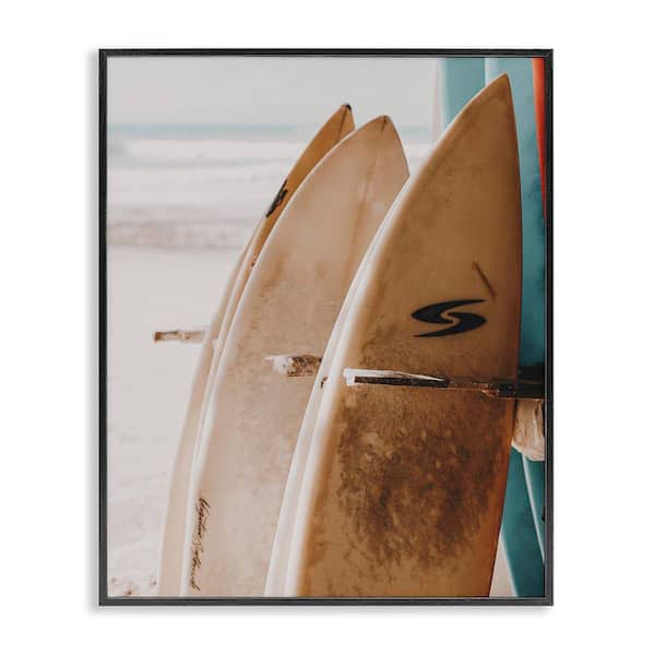 Stupell Industries Lined Up Surfboards by LSR Design Studio Black Framed Sports Giclee Art Print 14 in. x 11 in.