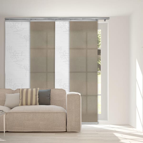 EMOH Moonstone 48 in. - 88 in. W x 94 in. L Adjustable 4- Panel White Single Rail Panel Track with 23.5 in. Slates